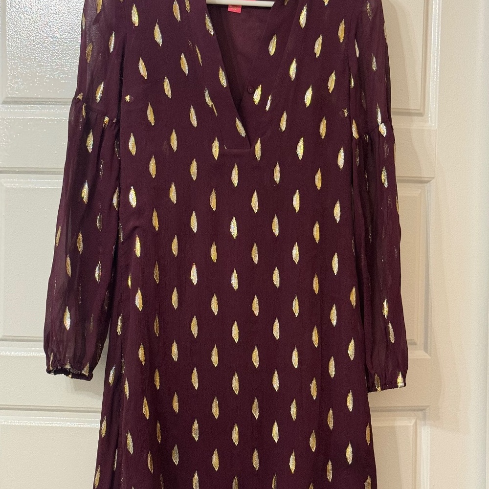 Lilly Pulitzer Gold Shea Silk Dress